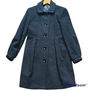 Wool coat, dark grey. Size S. Knees length. Very good condition.